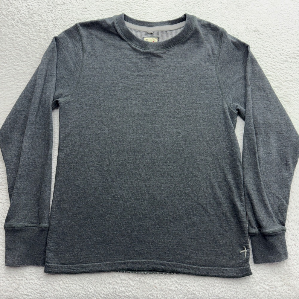 Relwen Mens Charcoal Gray Long Sleeve Thermal Crewneck Cotton Shirt Size M